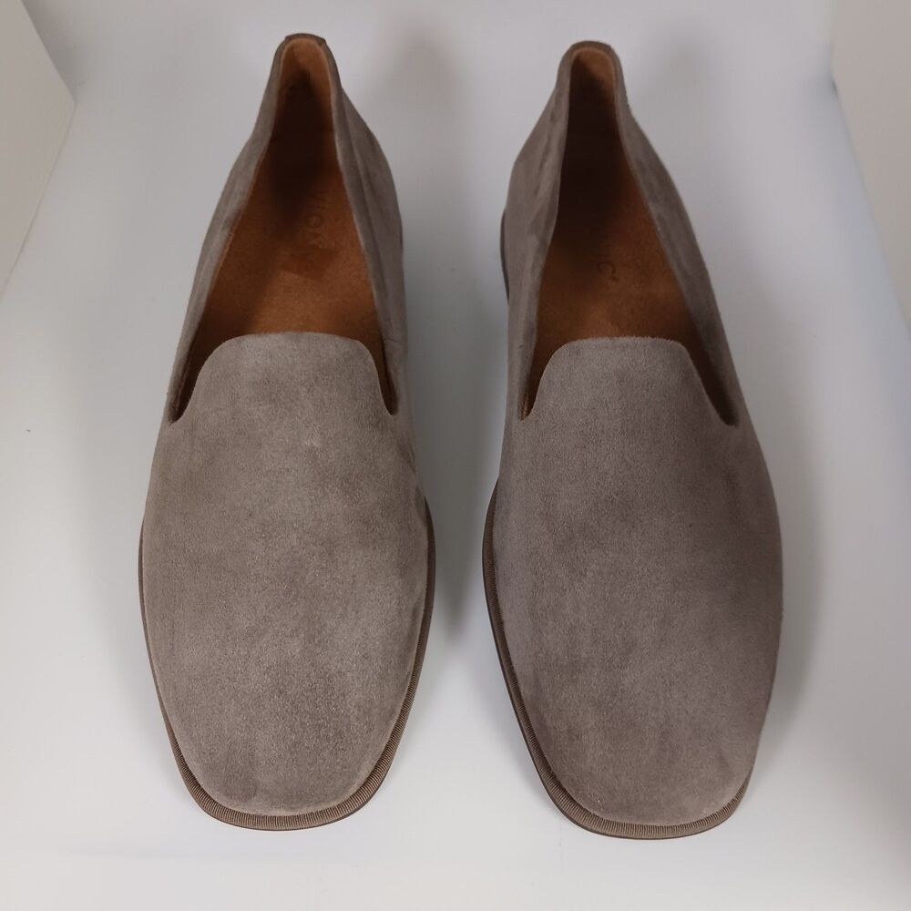 Vionic Willa 2.0 Women’s 9.5 Wide Suede Slip‑On Flats Loafers Taupe Orthotic